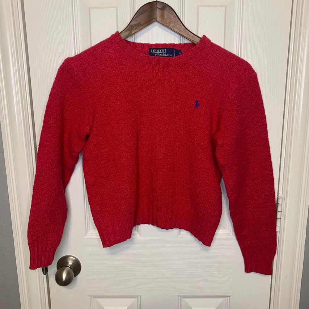 Polo Ralph Lauren Kids Pink Cotton Wool Blend Crewneck Sweater Size Medium
